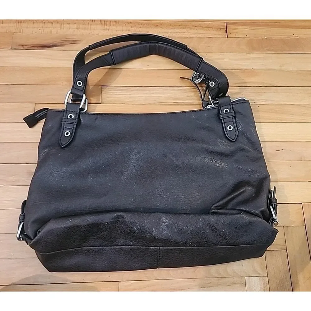 Relic Double Handle Shoulder Bag Purse Brown Vegan Leather Clean Nice Pre-owned